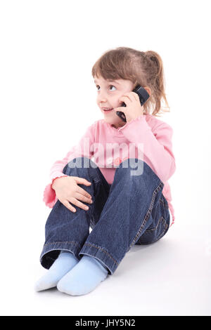 Child call up with, Kind beim telefonieren Stock Photo