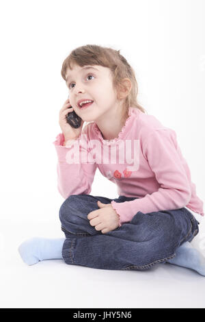 Child call up with, Kind beim telefonieren Stock Photo