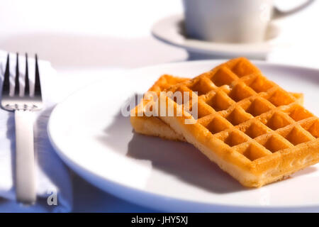 Hot waffles, Heisse Waffeln Stock Photo