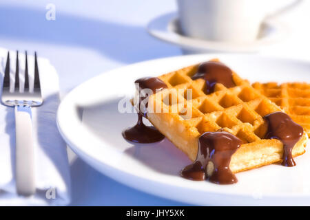 Hot waffles, Heisse Waffeln Stock Photo