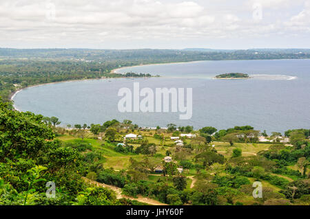 Mele Bay and the Hideaway Island photographed from The Summit Gardens - Port Vila, Efate Island, Vanuatu Stock Photo