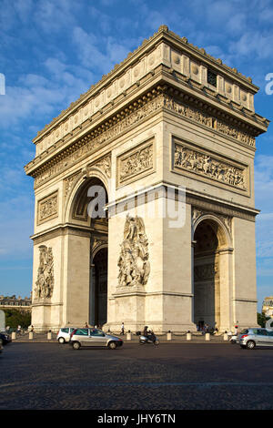 View of the Champs Elysées from the Paris Arc - Stock Photo