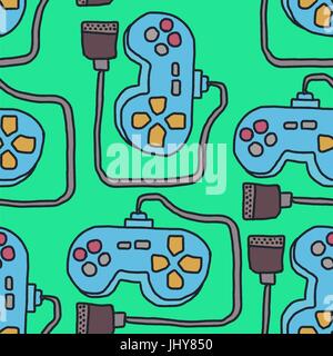 Joystick Pattern. Retro gamepad background. Video Games Controller Ornament Stock Vector