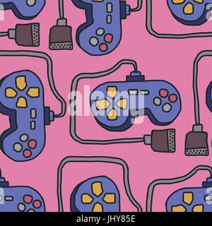 Joystick Pattern. Retro gamepad background. Video Games Controller Ornament Stock Vector