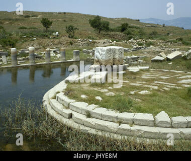 Turkey. Miletus. Ancient Greek city. Ruins of Monument at the Harbour of Lions. 1st century BC. Anatolia. Stock Photo