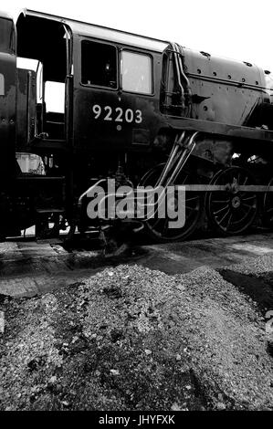 92203 'Black Prince' on shed at Toddington, Gloucestershire Warwickshire Railway. Stock Photo