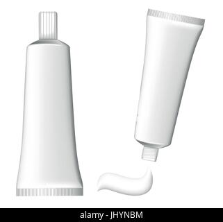Two Toothpaste. Illustration on white background for design Plastic bottle mockup illustration Web site page and mobile app design Stock Vector