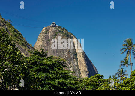 Views of Sugarloaf mountain (Pao de Acucar), early evening, Rio de Janeiro, Brazil, South America Stock Photo