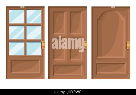 Doors Icons Set House Cartoon and Design Isolated Vector Illustration Vector illustration Web site page and mobile app design Stock Vector
