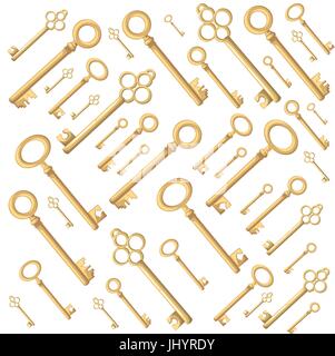 Web site page and mobile app design vector element. Retro vintage keys silhouettes vector set collection Stock Vector