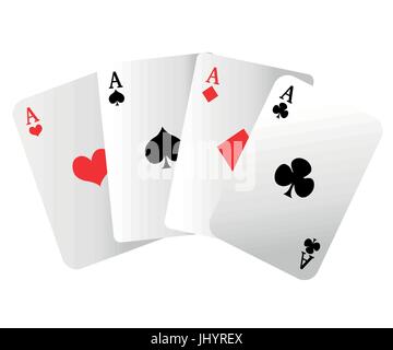 Web site page and mobile app design vector element. A winning poker hand of four aces playing cards suits on white Stock Vector