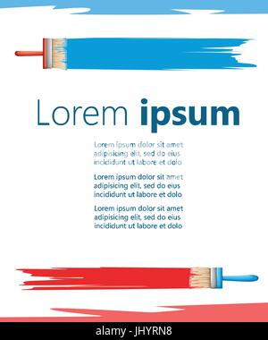 Vector roller and paint brushes with colors . Painter instruments. Home work process vector illustration isolated on white. form brochure corporate st Stock Vector