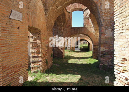 OSTIA ANTCA, ITALY -  JULY  2, 2017: remains of Ancient Ostia was a town built on both the sea and the river and such a special position determined it Stock Photo