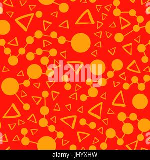 Orange Seamless pattern with triangles and connected spots on a background. Vector repeating texture. Stock Vector
