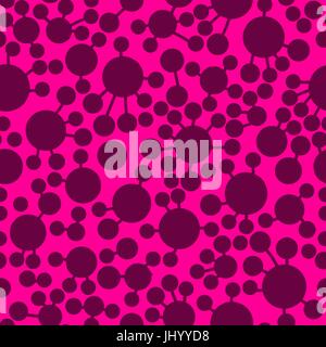 Pink Connected spots pattern in color. Seamless Wallpaper Pattern. Lines lead from one round spot to another. Stock Vector