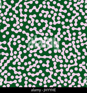 Green Connected spots pattern in color. Seamless Wallpaper Pattern. Lines lead from one round spot to another. Stock Vector