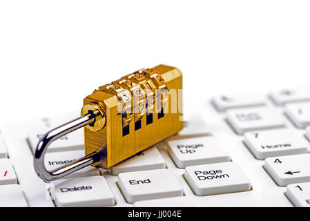 Golden color numlock on computer keyboard Stock Photo
