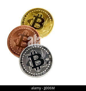bitcoin coins on white background Stock Photo