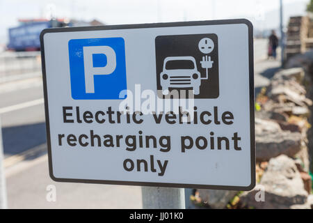 Sign for electric vehicle charging point parking Stock Photo