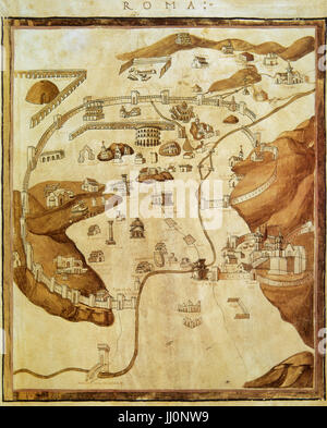 Ptolemy (100-170 AD). Greco-Egyptian astronomer, geographer and astrologer. Rome. Map, 1460. Vatican Library. Italy. Stock Photo