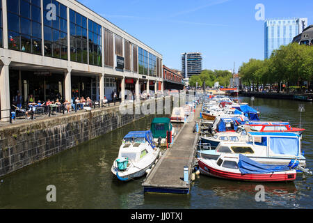 General view of the harbourside in Bristol on a sunny day. Stock Photo