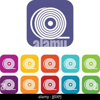 Abs or pla filament coil icons set flat Stock Vector