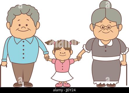 happy grandparents standing with their granddaughter Stock Vector