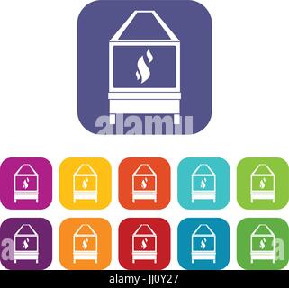 Blacksmith icons set flat Stock Vector