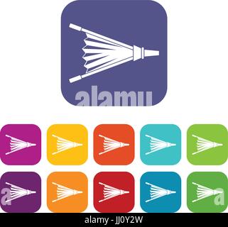 Fire bellows icons set flat Stock Vector