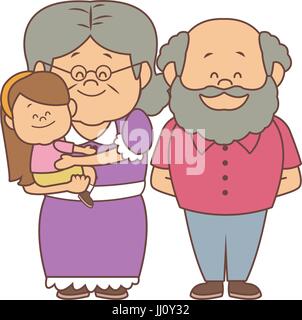 happy grandparents standing with their granddaughter Stock Vector