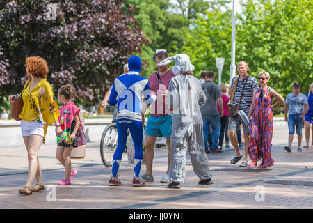 Walking pedestrian street in the center of the pro-Baltic spa town, Palanga, Lithuania. Stock Photo
