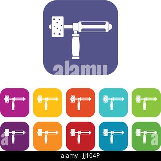 Grinding machine icons set flat vector. Build construct. Electric ...