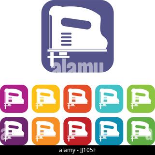 Pneumatic gun icons set flat Stock Vector