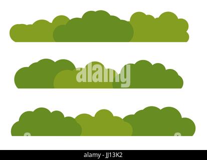 Green Bush Landscape Flat Icon Isolated on White Background. Vec Stock Vector