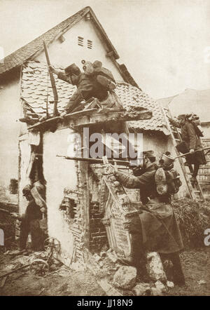 French army fighting amongst graves Stock Photo