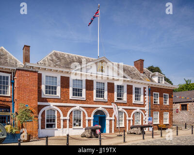 Customs House at Exeter Quays Exeter South Devon with a canon either ...