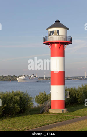 Cruise Ship Ocean Majesty on River Elbe near Luehe, Altes Land, Lower Saxony, Germany Stock Photo
