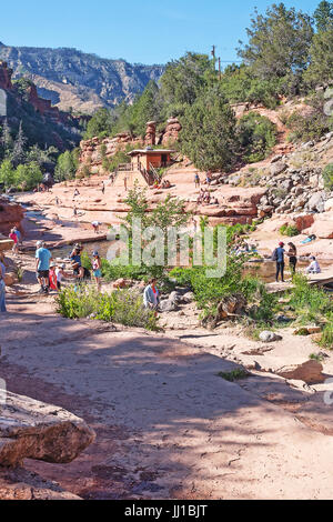 People swimming  in  Oak Creek , Slide Rock State Park ,  Arizona, USA,  Arizona, USA Stock Photo