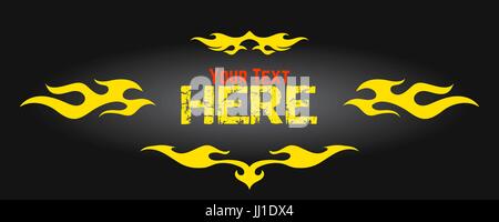Yellow frame from flame elements, old school flame logo, isolated vector illustration Stock Vector