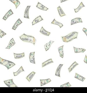 Flying Dollars Seamless Pattern Vector. Cartoon Money Bills Banknotes. Falling Finance. Isolated Illustration Stock Vector