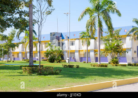 PORTO VELHO, BRAZIL - JUNE 15, 2017: Side view of Porto Velho town hall, the building and green landscape. Stock Photo