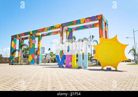 PORTO VELHO, BRAZIL - JUNE 17, 2017: Welcome structure at the entrance of the city of Porto Velho, known as A Cidade do Sol in Portuguese. Porto Velho Stock Photo