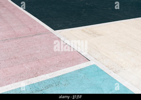 Multi-colored concrete court on the playground, outdoors Stock Photo