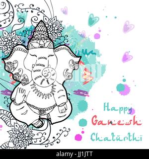 Festive illustration of the birthday of the Indian God Ganesha Stock Vector