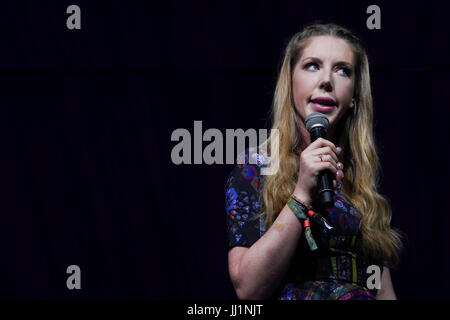 Katherine Ryan performing live on the Comedy stage on Day 4 (Sunday) of the 2017 Latitude festival in Henham Park, Southwold in Suffolk. Photo date: S Stock Photo