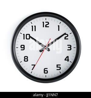 Simple classic black and white round wall clock isolated on white Stock Photo