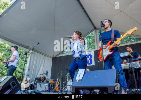 Hillsburn performs at 40th Annual Vancouver Folk Music Festival, Vancouver, British Columbia, Canada. Stock Photo