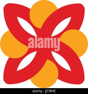 Abstract vector logo depicting the stylized people, who hold hands and are united in a union, human help and cohesion Stock Vector