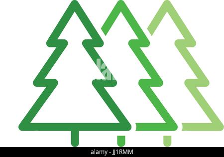 Isolated abstract green color leaves linear vector logo. Unusual trees illustration. Natural elements sign. Organic products symbol Stock Vector