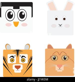 Set of animal faces Stock Vector